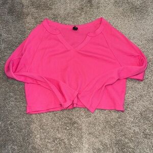 Wild Fable Bright Pink Textured Long Sleeve Shirt